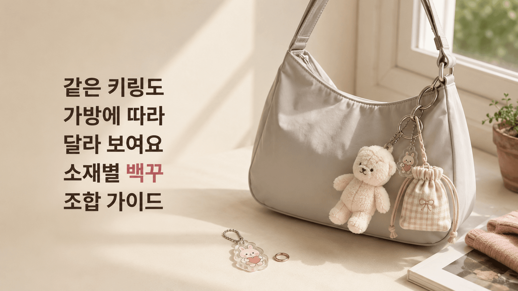 같은 키링도 가방에 따라 달라 보여요, 소재별 백꾸 조합 가이드